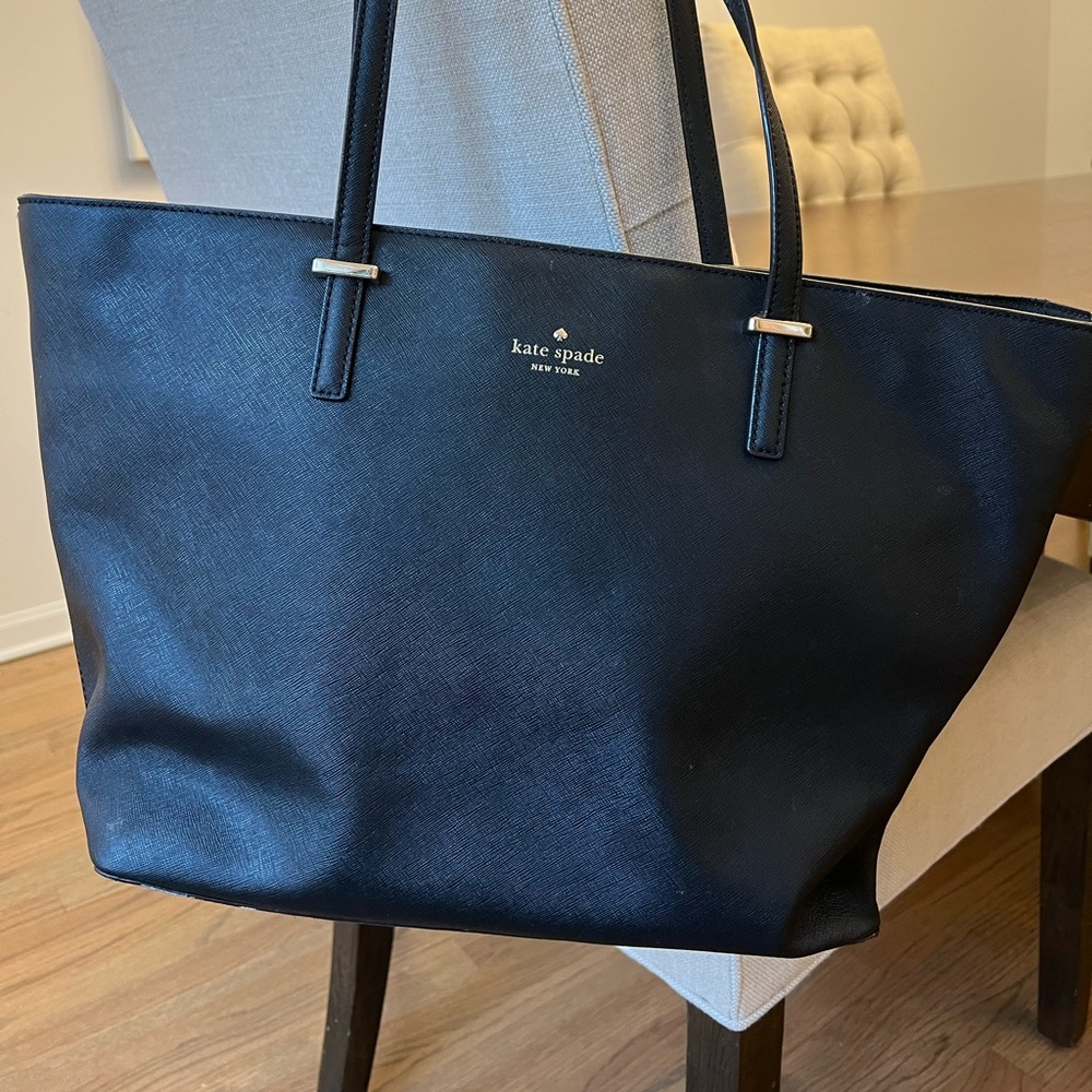 Kate Spade large leather black tote - barely used